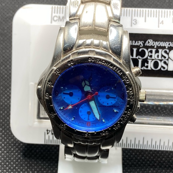 Ladies watch silver with blue dial 32 mm chronograph with stopwatch. - Picture 7 of 8